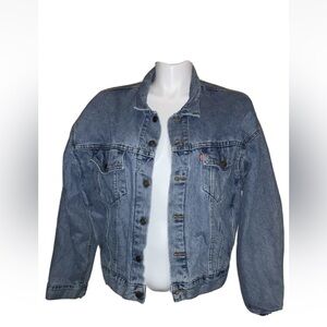 LEVI'S WOMEN'S DENIM JACKET FADED BLUE CLASSIC BUTTON FRONT LARGE